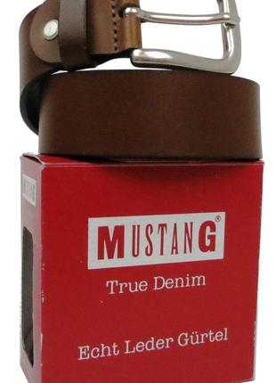 Женский кожаный ремень под джинсы mustang, германия, 3,5 см коричневый3 фото
