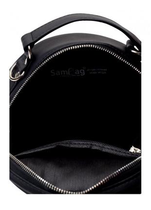 Женская круглая сумка sambag bale черная с белым5 фото
