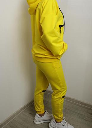 Спортивный детский/подростковый костюм р.128-164см желтый штаны+кофта с капюшоном, замок 128,140,152,164 р.3 фото