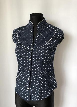 Синяя баварская блузка дирндль нюанс