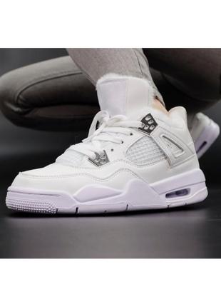 ❄️❤️жіночі зимові кросівки nike air jordan 4 retro найк білі зима ❤️❄️