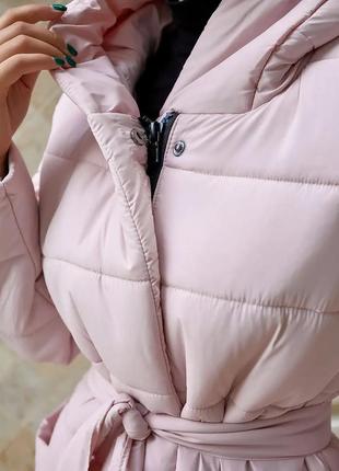 Зимова куртка жіноча плащівка на силіконі нижче колін пальто зимнее женкское2 фото