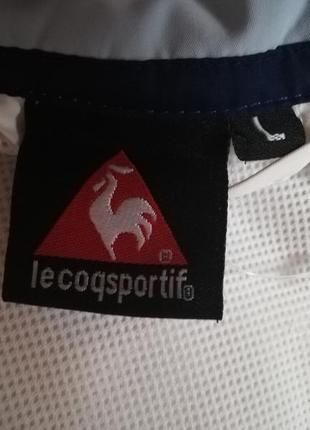 Куртка ветровка чоловіча спортивна біла з синім le coq sportif на молнії10 фото