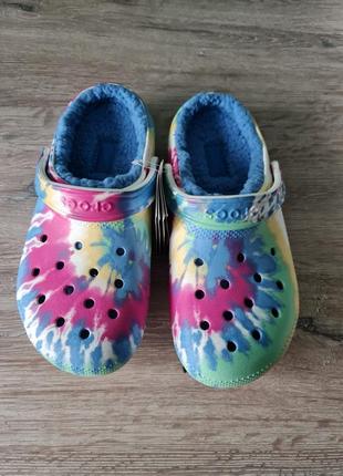 Crocs classic lined tie dye clog 206341-4so крокси утеплені