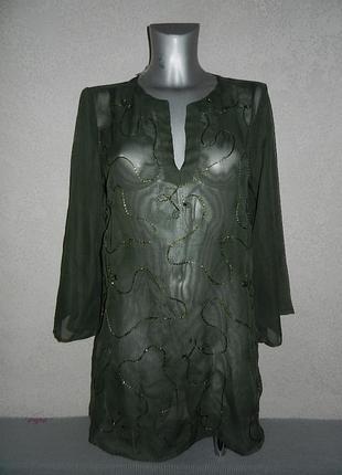 14/46-48/m-l atmosphere оливковая,хаки пляжная туника платье парео новая