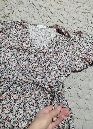 Квіткова блуза, з баскою на запах, розмір 124 фото