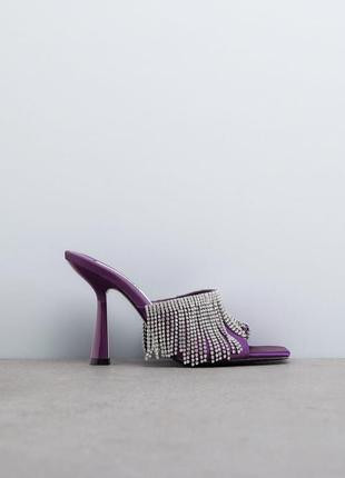 Неймовірні пурпурні сандалі sparly swarovski zara ліміт 🍂🔥🐦4 фото