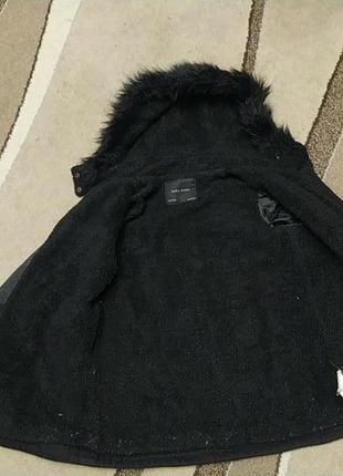 Пальто укороченное на меху с капюшоном zara basic10 фото