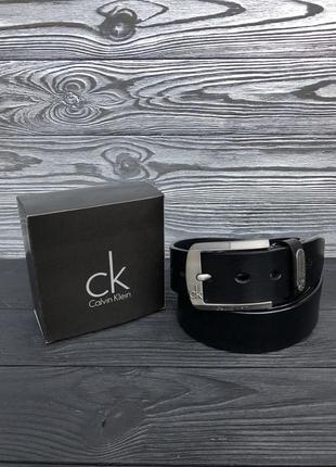 Шкіряний чоловічий ремінь чорний calvin klein