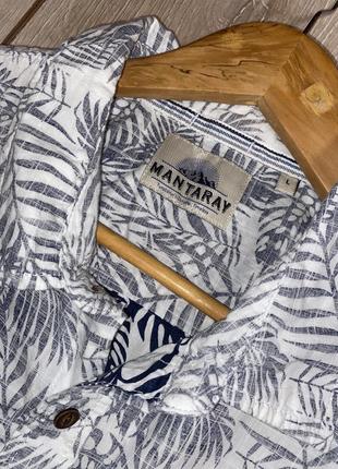 Сорочка на короткий рукав , літня сорочка у тропічний принт  mantaray , l3 фото