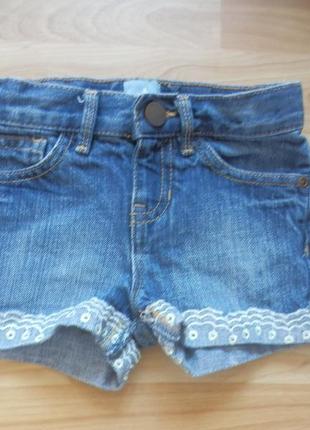 Фирменные джинсовые шорты gap малышке 1,5-2 года состояние отличное