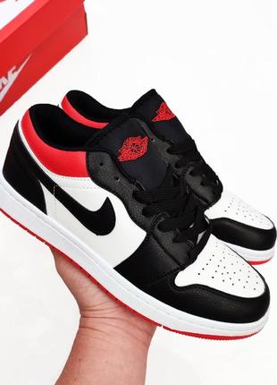 Кросівки nike air jordan 1 low чорні/білі/червоні (чоловічі і жіночі розміри)🔥5 фото