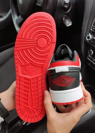 Кросівки nike air jordan 1 low чорні/білі/червоні (чоловічі і жіночі розміри)🔥8 фото