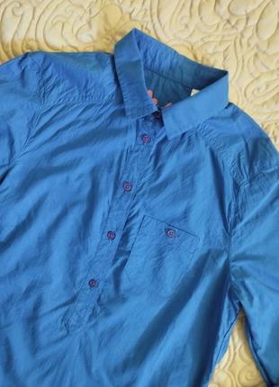 Яскрава василькова бавовняна туніка блуза сорочка bonprix електрик2 фото