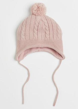 Тепла в‘язана шапка для немовлят h&m