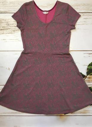 Платье розовое с цветочным принтом { юбка клёш}