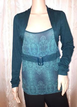 Болеро с блузкой и поясом, водолазка зеленая, лонгслив