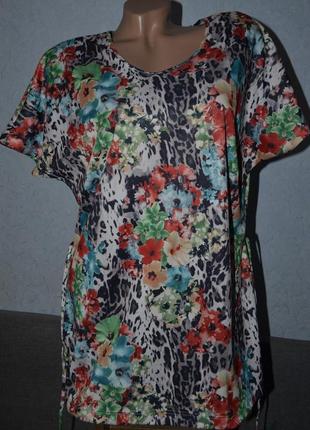 Яркая цветная блузочка , туника , цветочный принт1 фото