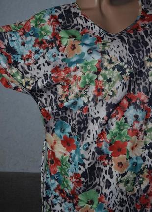Яркая цветная блузочка , туника , цветочный принт3 фото