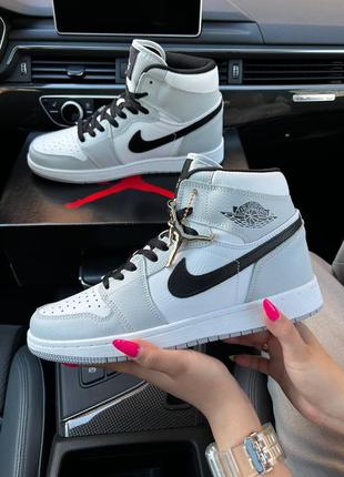 Nike air jordan 1 retro high grey black white, кросівки чоловічі джордан найк високі, кроссовки найк джордан мужские