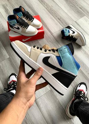 Кросівки nike air jordan retro 1 white-blue4 фото