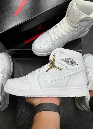 Кросівки найк айр джордан чоловічі білі, nike air jordan white high, мужские белые кроссовки найк джордан 1
