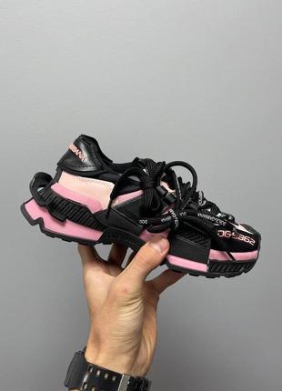 Жіночі кросівки dolce&gabbana space black pink женские кроссовки дольче габбана