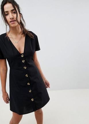 Asos асос платье чорне на гудзиках коттон бавовняне вільний оверсайз