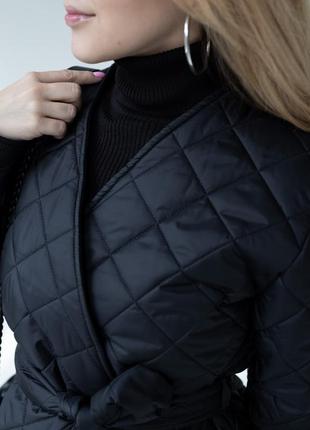 Шикарна стьобана жіноча куртка курточка весна/осінь тепла чорний/мокко3 фото