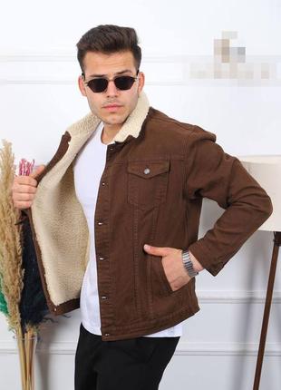 Чоловіча джинсовка джинсова куртка на овчині