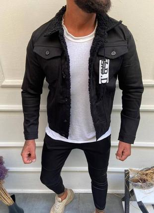 Чоловіча джинсовка джинсова куртка на овчині