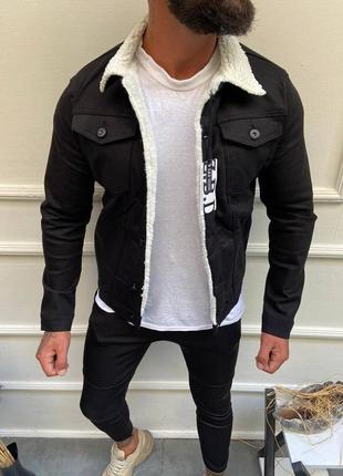 Чоловіча джинсовка джинсова куртка на овчині