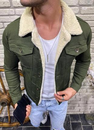 Чоловіча джинсовка джинсова куртка на овчині