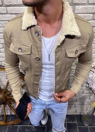 Чоловіча джинсовка джинсова куртка на овчині