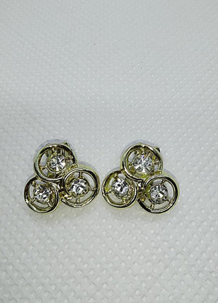 Серьги клипсы три кристалла