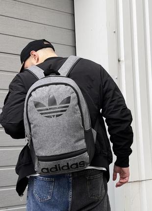 Рюкзак серый меланж (большое лого) adidas2 фото