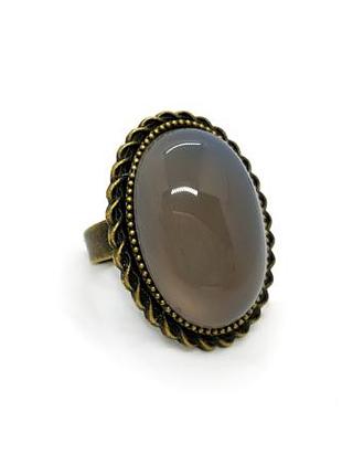 🔺💍💫овальное кольцо в винтажном стиле натуральный камень дымчатый агат