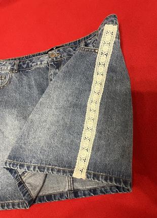 Якісна цупка джинсова спідниця з декором 100% котон батал2 фото