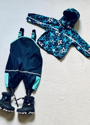 Полукомбинезон прорезиненный на флисе грязепруф дождевик lupilu (германия)