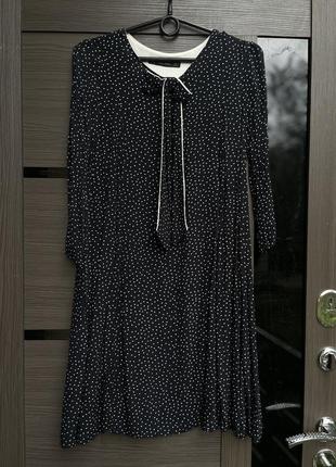 Чорне плаття в білий малий горох zara
