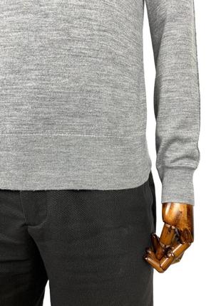 Сірий меріно пуловер з надписом на комірі burberry3 фото