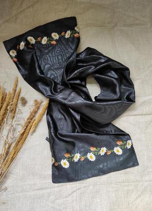 Шарф натуральний шовк вишивка квіти італія