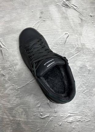 Стильные кроссовки,спортивные ботинки мужские кожаные черные зимние кожа мех (зима 2022-2023)7 фото