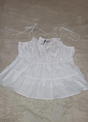 Воздушная летняя белая майка блузка, кроп топ