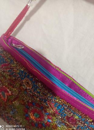 Очень красивая индийская сумочка клатч вышивка бисером бисер камни8 фото