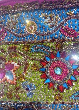 Очень красивая индийская сумочка клатч вышивка бисером бисер камни9 фото