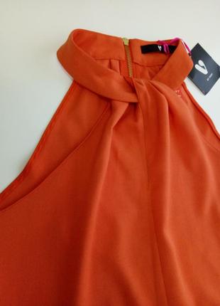 Сукня міді прямого силуету з американською проймою припудренного оранжевого кольору1 фото