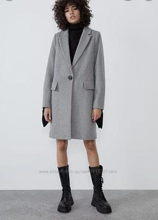 Модное серое пальто zara в идеальном состоянии размер хс-с