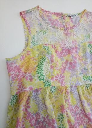 100% котон летнее нежное платье мини в цветочный принт1 фото