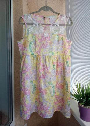 100% котон летнее нежное платье мини в цветочный принт2 фото